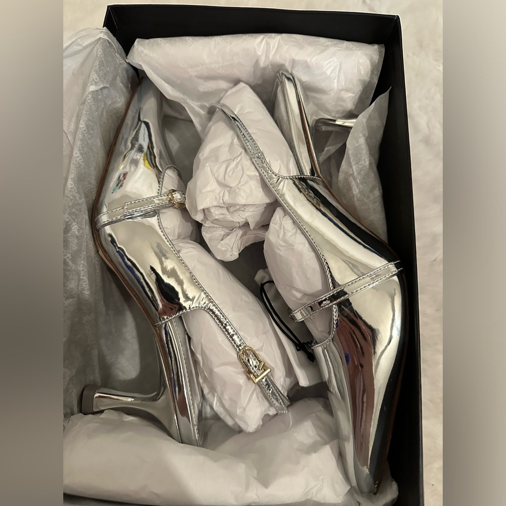 Larroude Ines Silver Slingbacks